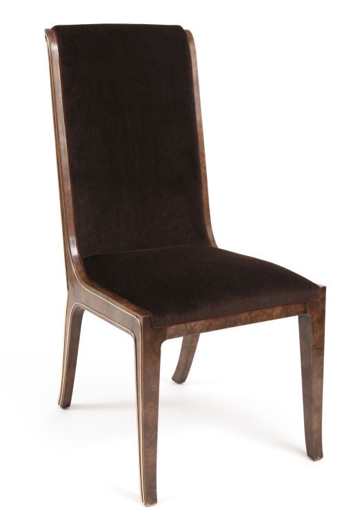 8 Burl & Brass Dining Chairs by Mastercraft