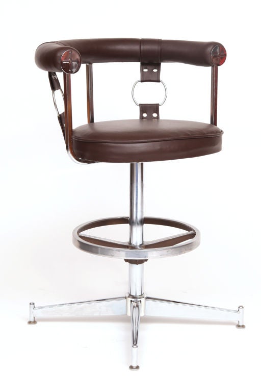 Chocolate Leather & Chrome Barstools