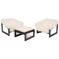 Percival Lafer Leather Lounge Chairs & Ottoman