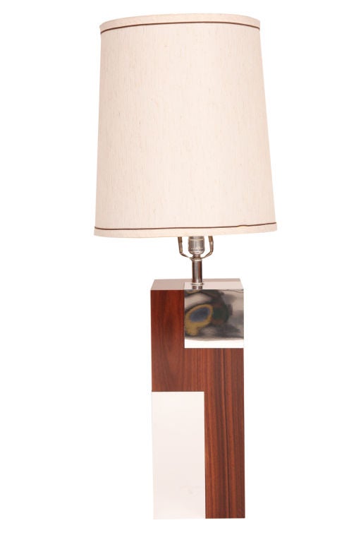 Pair of Rosewood & Chrome Brazilian Lamps