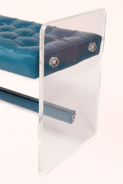 Late 20th Century Glamorous Lucite & Leather Bench