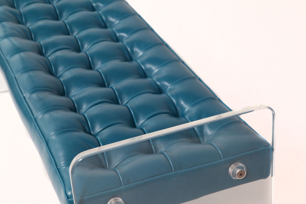 Glamorous Lucite & Leather Bench 1