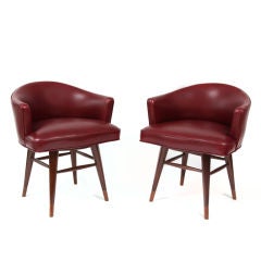  Leather Swivel Chairs by Edward Wormley for Dunbar