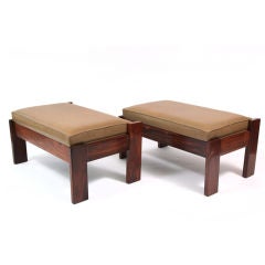 Solid Rosewood and Leather benches by L'Atelier