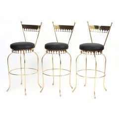 Thinline Brass & Leather Barstools