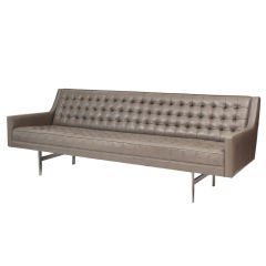 Streamline Leather & Steel Tufted Sofa