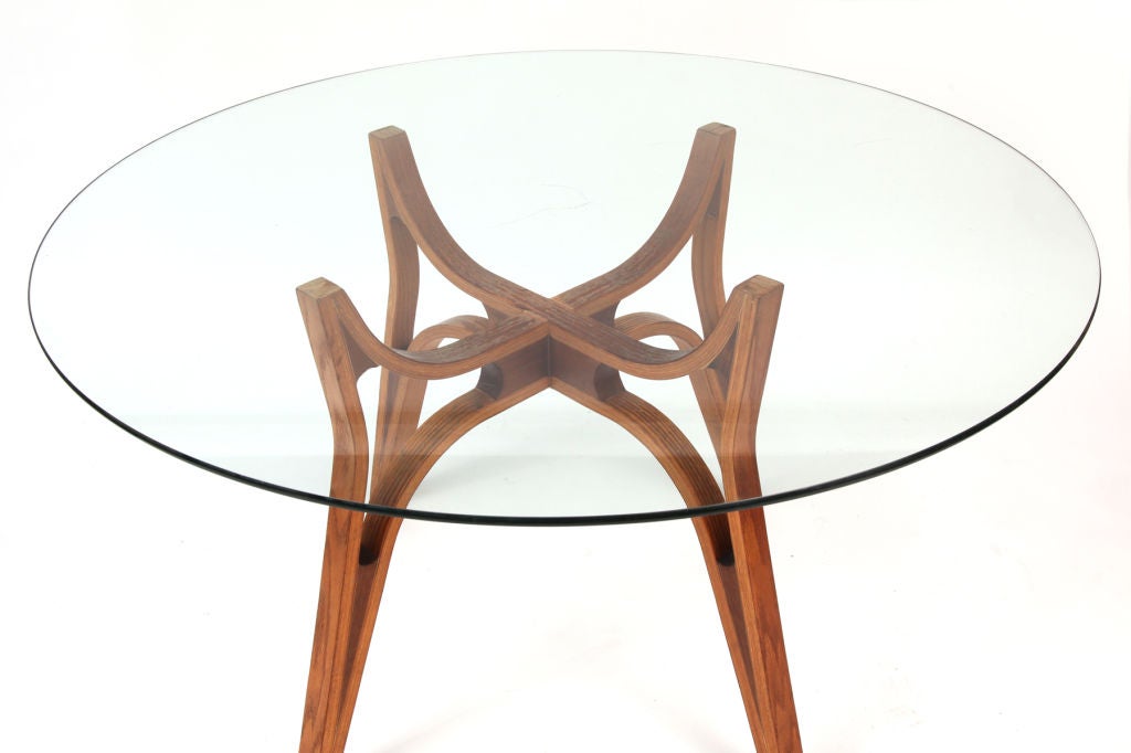 Steamed Bent Wood & Glass Dining Table