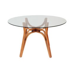 Steamed Bent Wood & Glass Dining Table