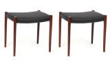Rosewood & Leather Ottomans by Niels Moller