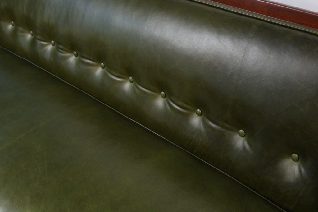Paul Mccobb Leather & Walnut Directional Sofa