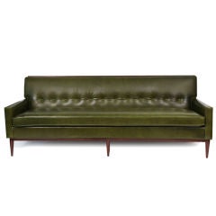Paul Mccobb Leather & Walnut Directional Sofa