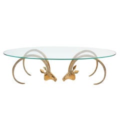 Polished Brass Rams Head Cocktail Table