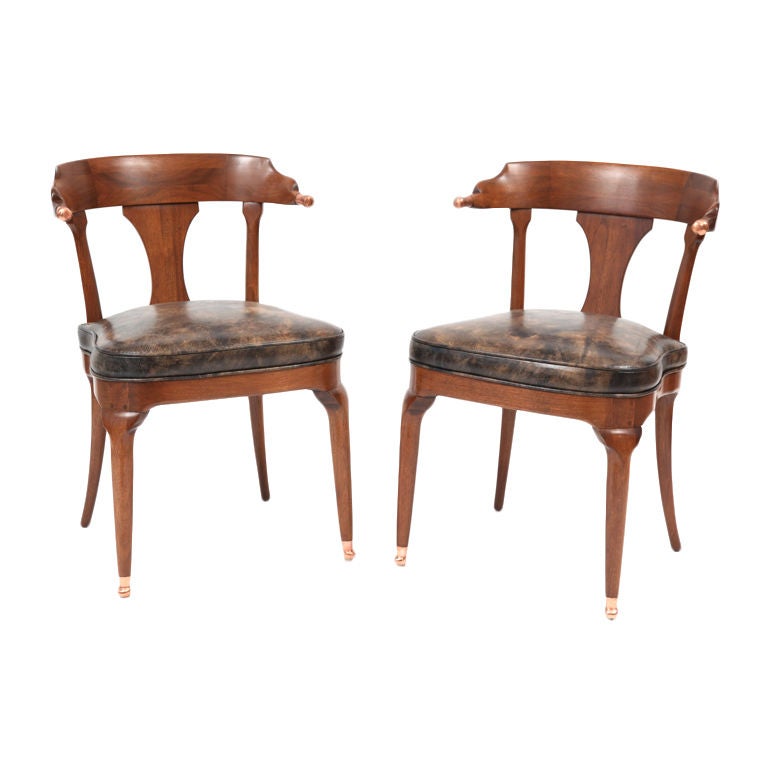 Mahogany and Copper Occasional Chairs
