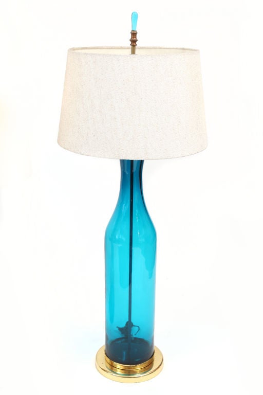 Large scale hand blown glass lamp by Wayne Husted for Blenko circa early 1960's.  This example has a large body of 32