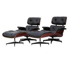 Pair of Eames Herman Miller 670 Lounge Chairs & Ottomans