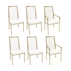 Stunning Set Of Six Italian Brass Bamboo Dining Chairs