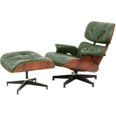 Rare Green Leather Eames Herman Miller 670 Lounge Chair