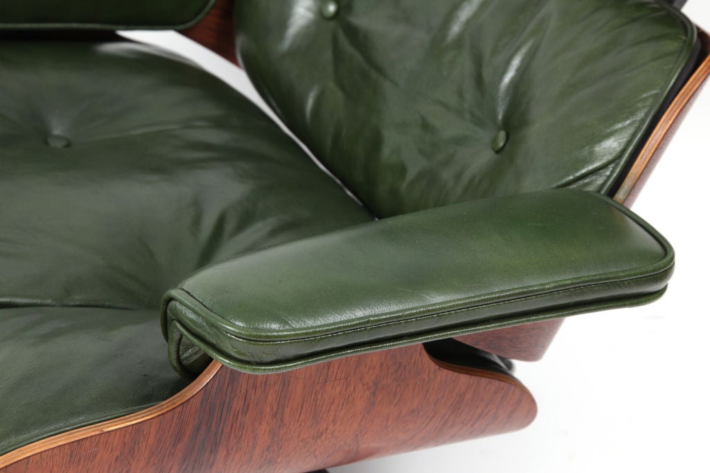 green leather eames chair