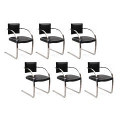 Wonderful Cantilevered Chrome & Leather Chairs
