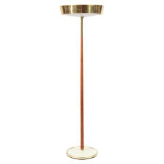 Brass Mahogany & Metal Floor Lamp by Stiffel