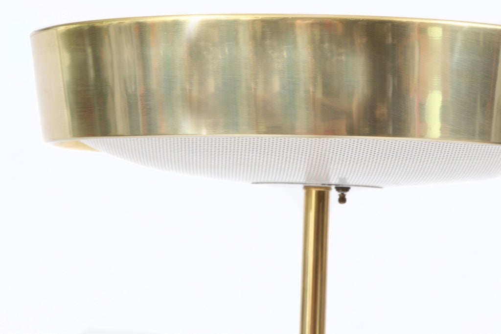 American Brass Mahogany & Metal Floor Lamp by Stiffel