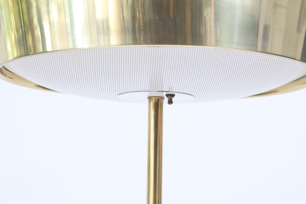 Brass Mahogany & Metal Floor Lamp by Stiffel 1