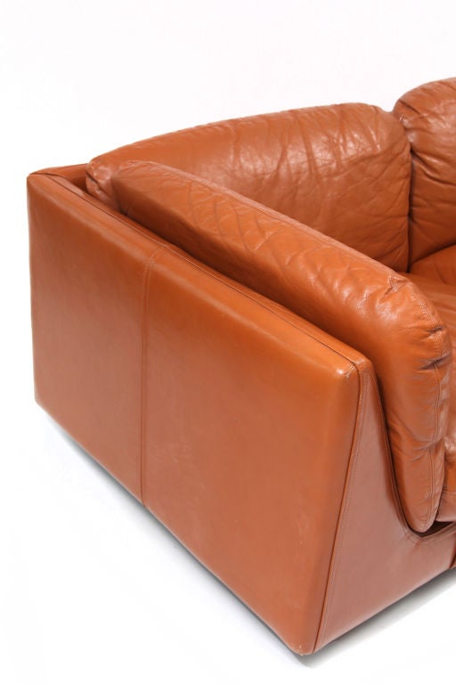 Italian Butterscotch Leather Desede Sofa & Ottoman