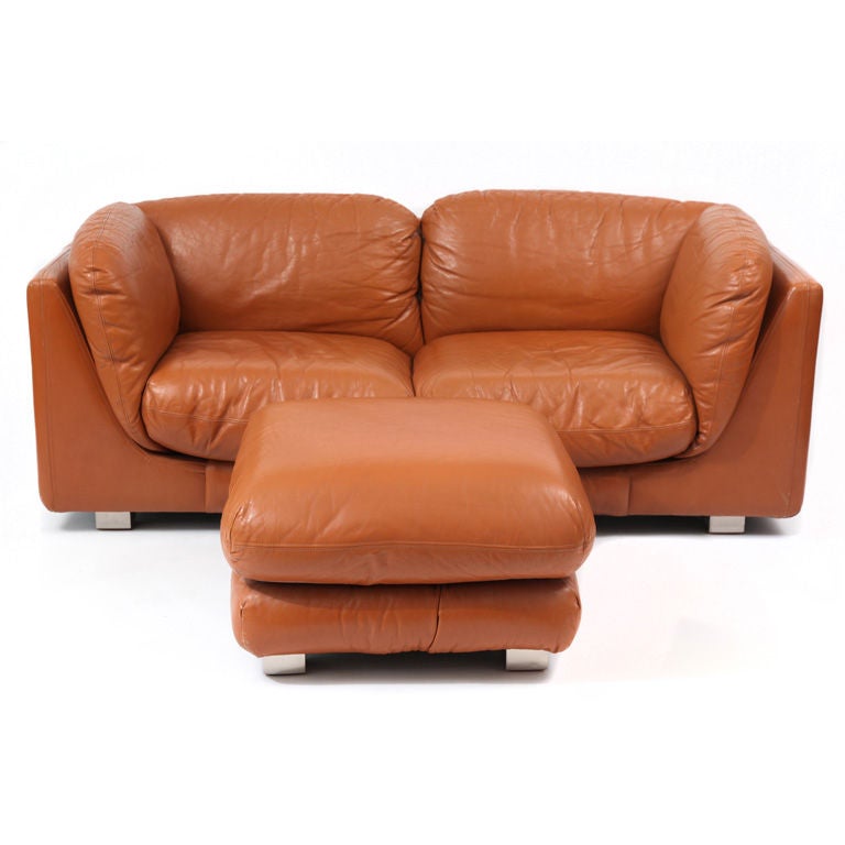 Butterscotch Leather Desede Sofa and Ottoman at 1stDibs