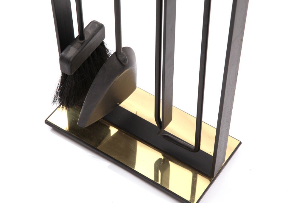Iron & Brass Modernist Fireplace Tools 1