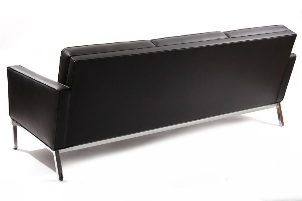 Button Tufted Leather & Chrome Sofa 1