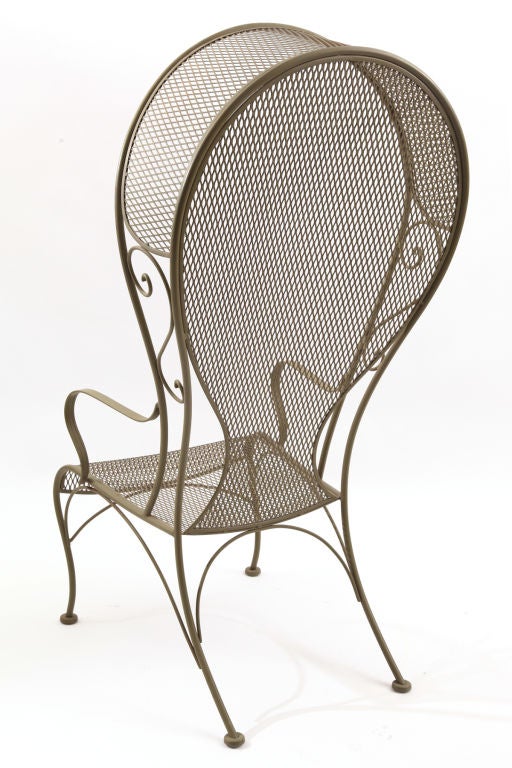 Mid-20th Century Sculptural Hooded Iron Chair