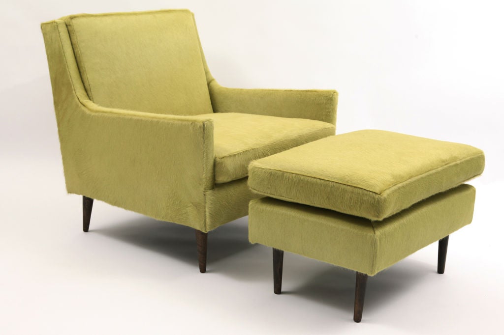 Chartreuse Hair on Hide Lounge Chair & Ottoman