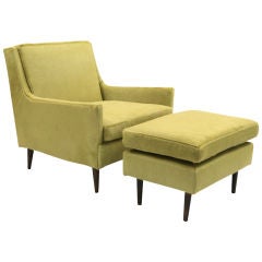 Chartreuse Hair on Hide Lounge Chair & Ottoman