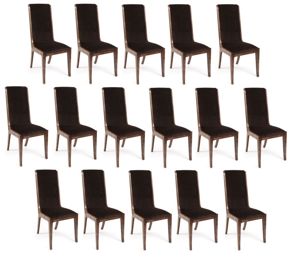 16 Burl & Brass Dining Chairs by Mastercraft