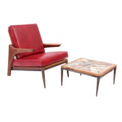 Walnut Leather & Bronze Prototype Chair by Allen Ditson