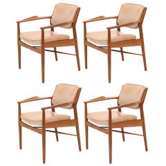 Arne Vodder Sibast Teak & Leather Arm Chairs