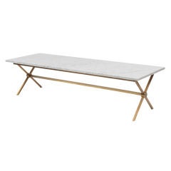 Carrera Marble & Bronze Cocktail Table