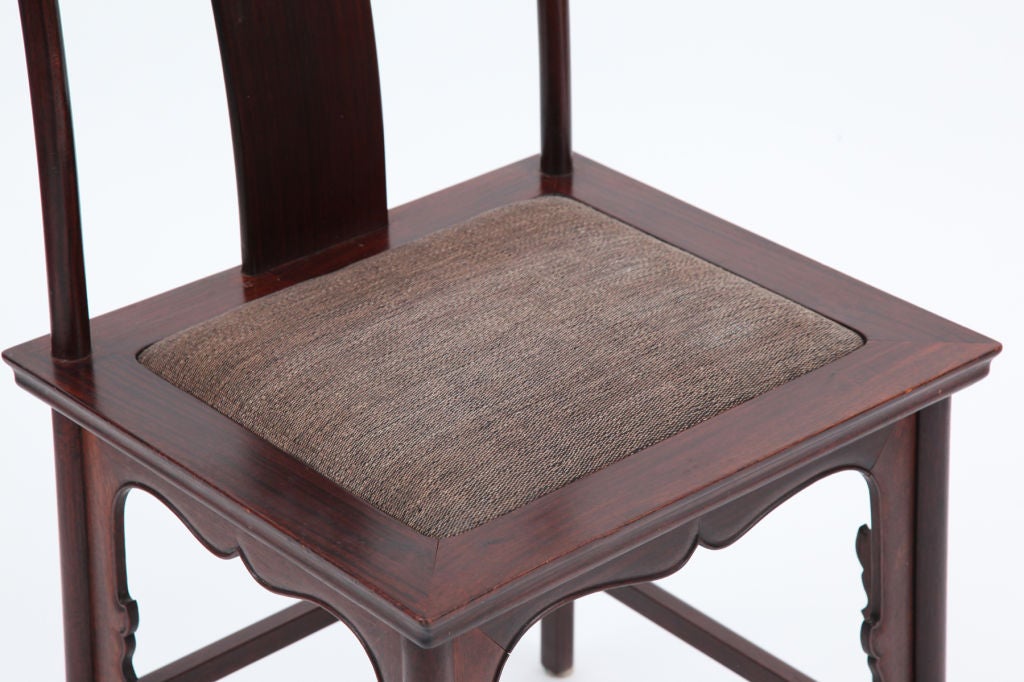 Late 20th Century Elegant Asian Moderne Rosewood and Linen 