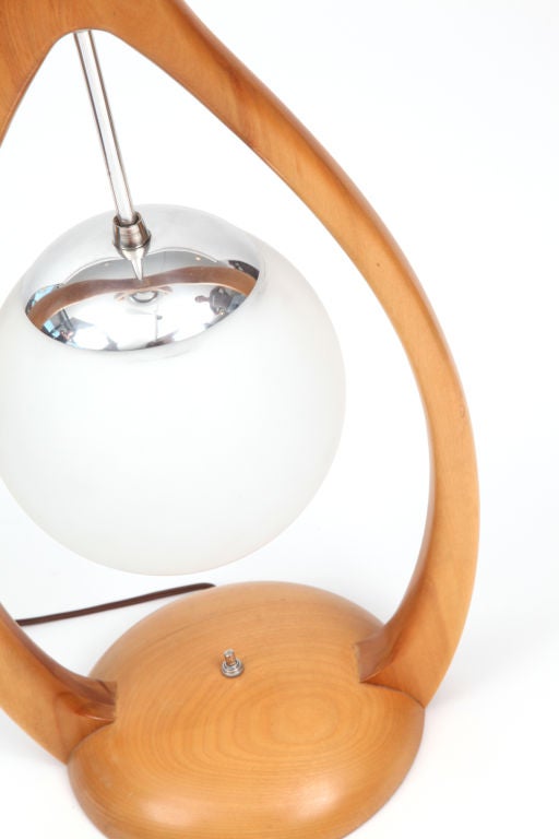 Italian Gorgeous 1960s Bentwood and Frosted Glass Table Lamp