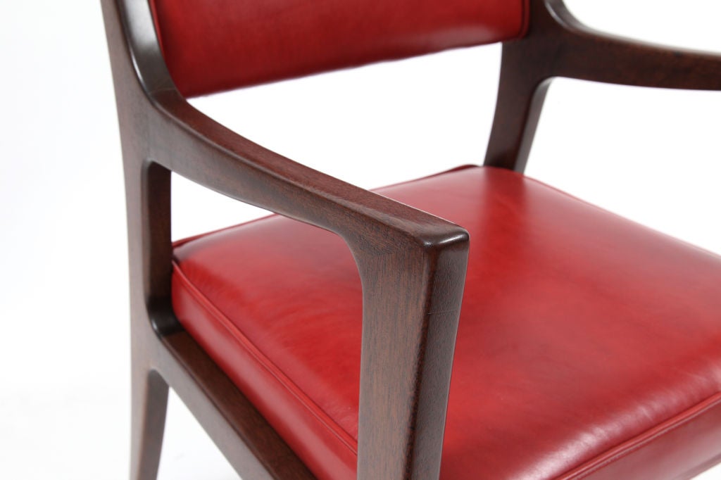 Mid-20th Century Eight Harvey Probber Mahogany and Leather Dining Chairs