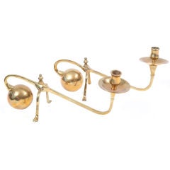 Whimsical 1950s Footed Brass Candleholders
