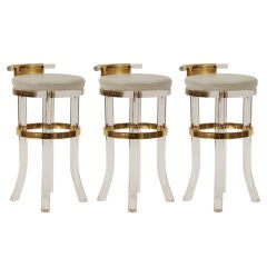 Lucite & Brass Counter Stools