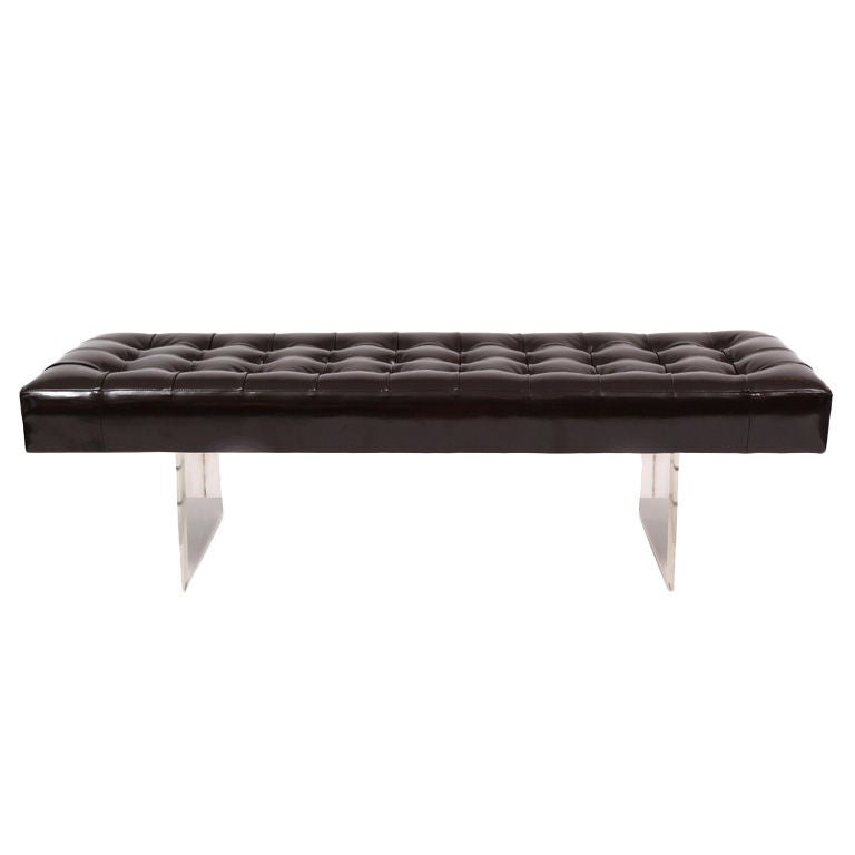 Lucite Stainless Steel & Leather Bench