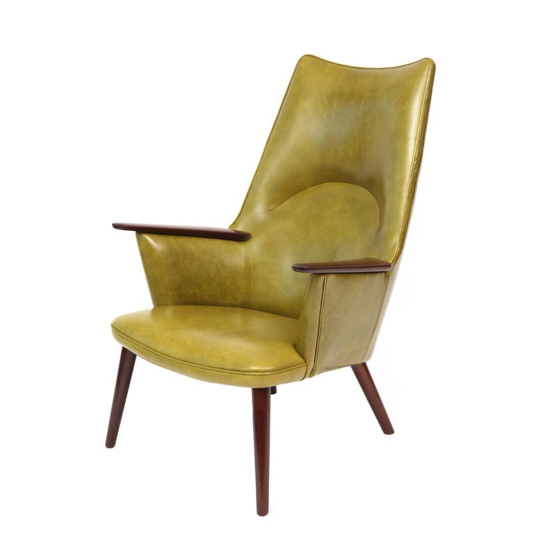 Leather & Teak Lounge Chair by Hans Wegner