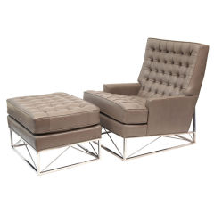Tufted Leather Lounge Chair 
Ottoman