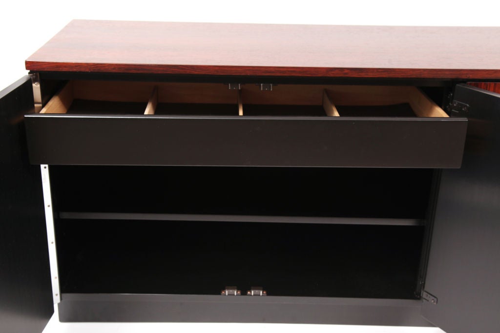 Mid-20th Century Handsome Brazilian Rosewood and Lacquered Credenza