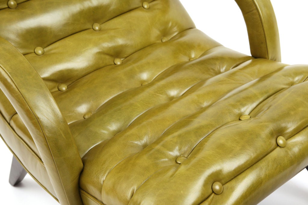 Lacquered Leather Caterpillar Chair & Ottoman