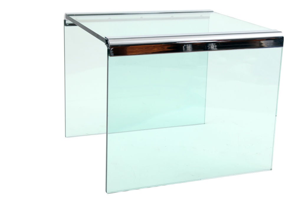 Pair of Glass & Chrome Tables by Pace