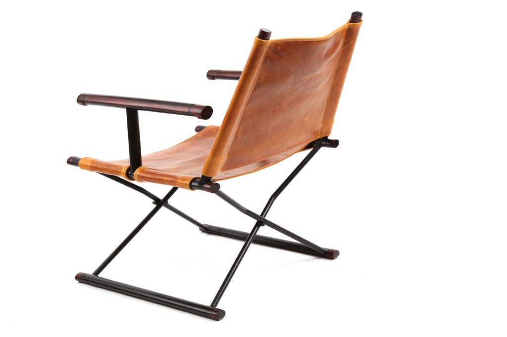 Rosewood Iron & Leather Sled Chairs 1
