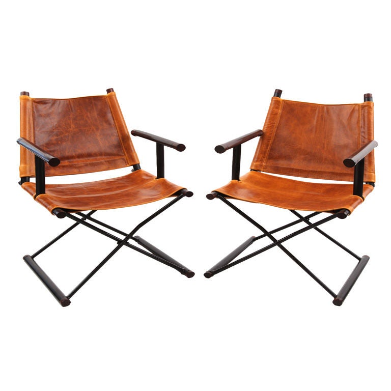 Rosewood Iron & Leather Sled Chairs